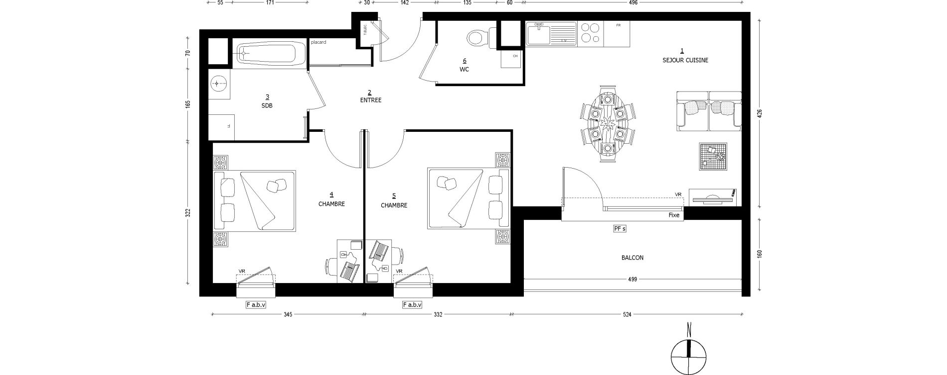 Appartement T3 de 60,40 m2 &agrave; Saint-Baldoph Centre