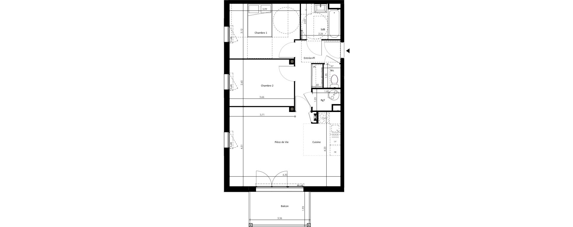 Appartement T3 de 63,20 m2 &agrave; Beaune Porte de beaune