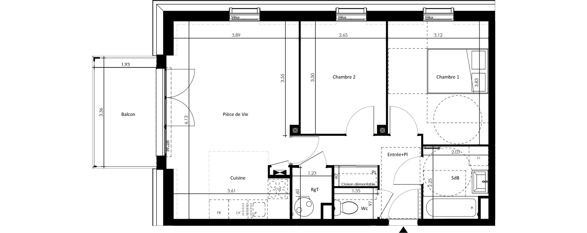 Appartement T3 de 58,00 m2 &agrave; Beaune Porte de beaune