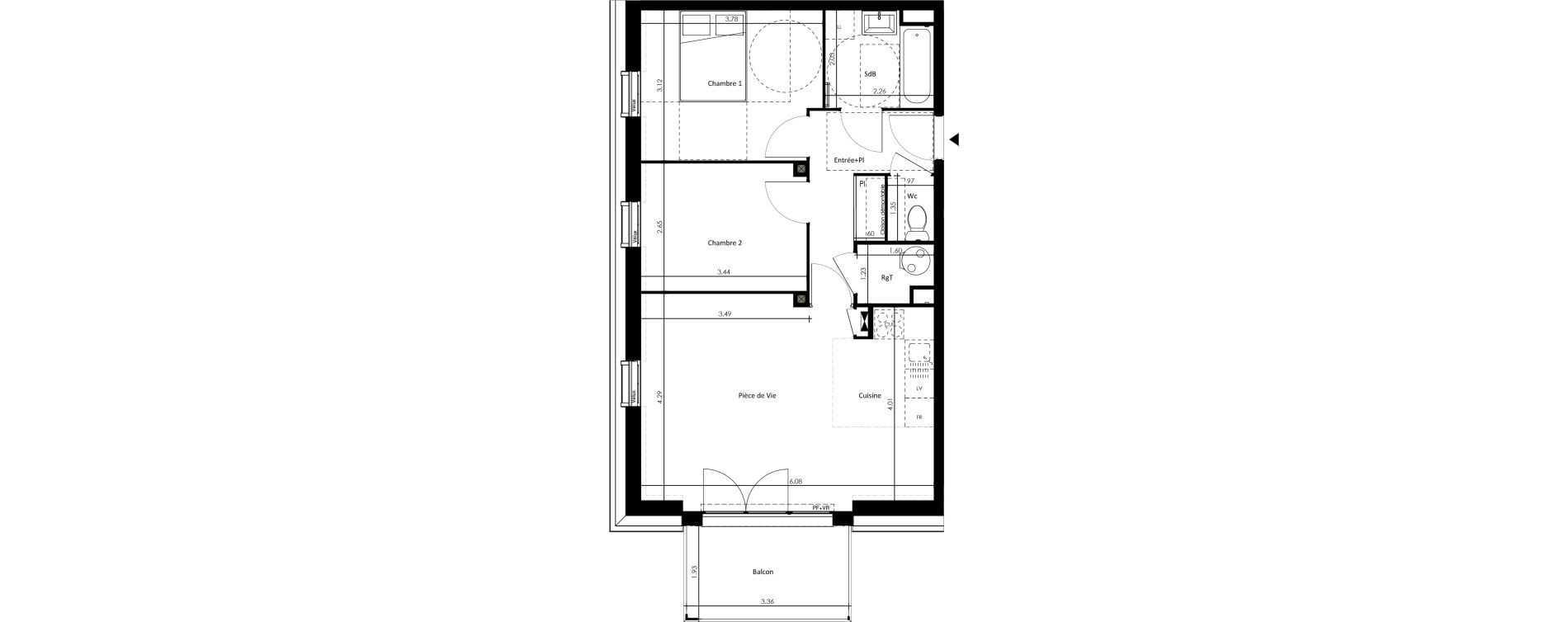 Appartement T3 de 59,90 m2 &agrave; Beaune Porte de beaune