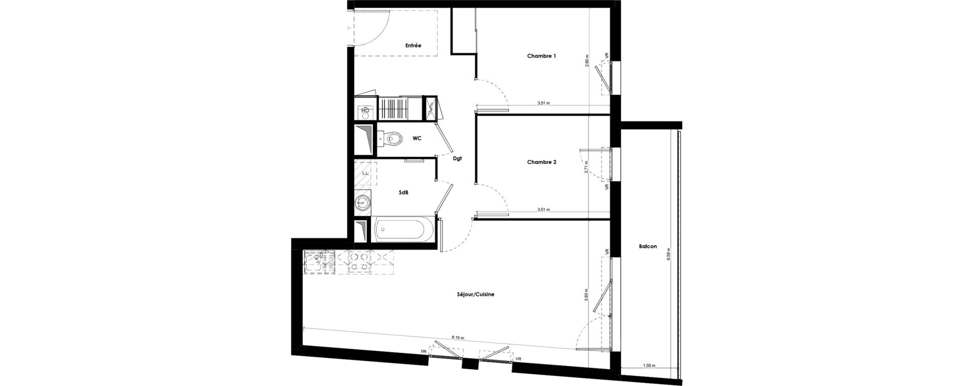 Appartement T3 de 63,61 m2 &agrave; Beaune Gare colombi&egrave;re - colbert