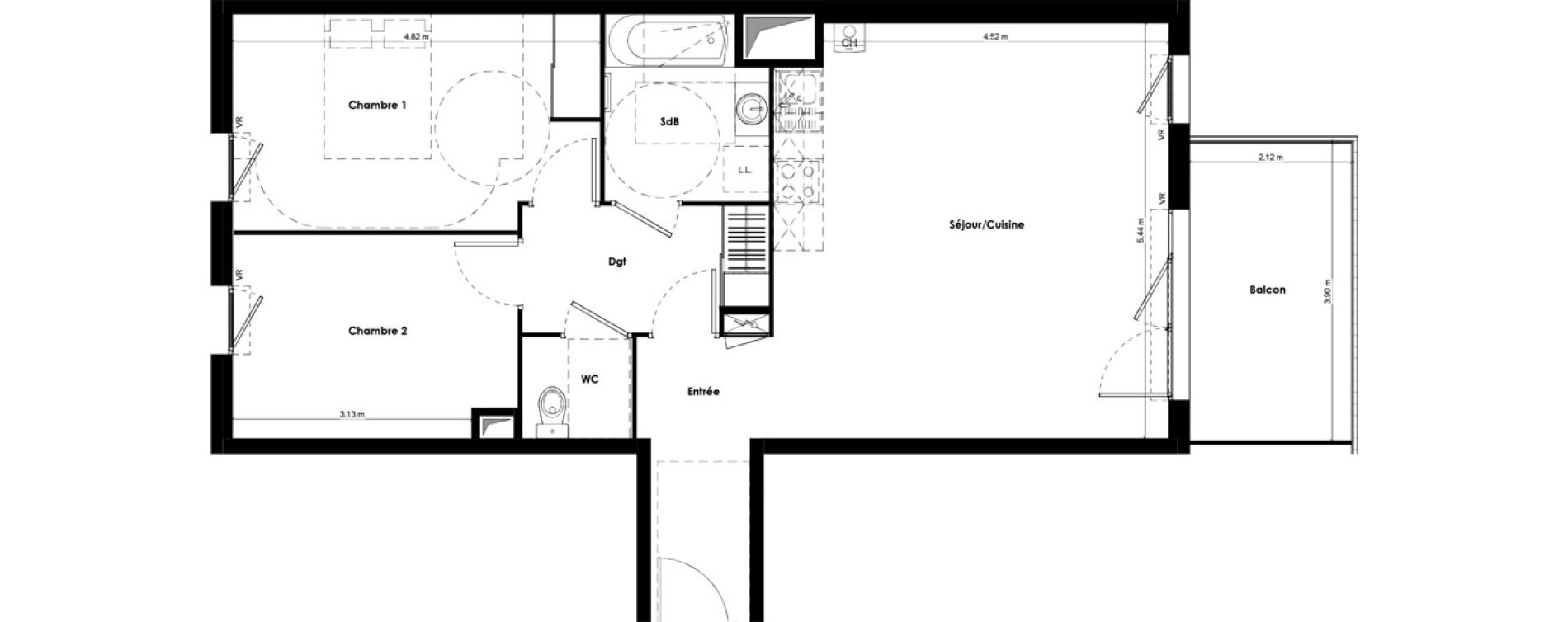 Appartement T3 de 68,45 m2 &agrave; Beaune Gare colombi&egrave;re - colbert