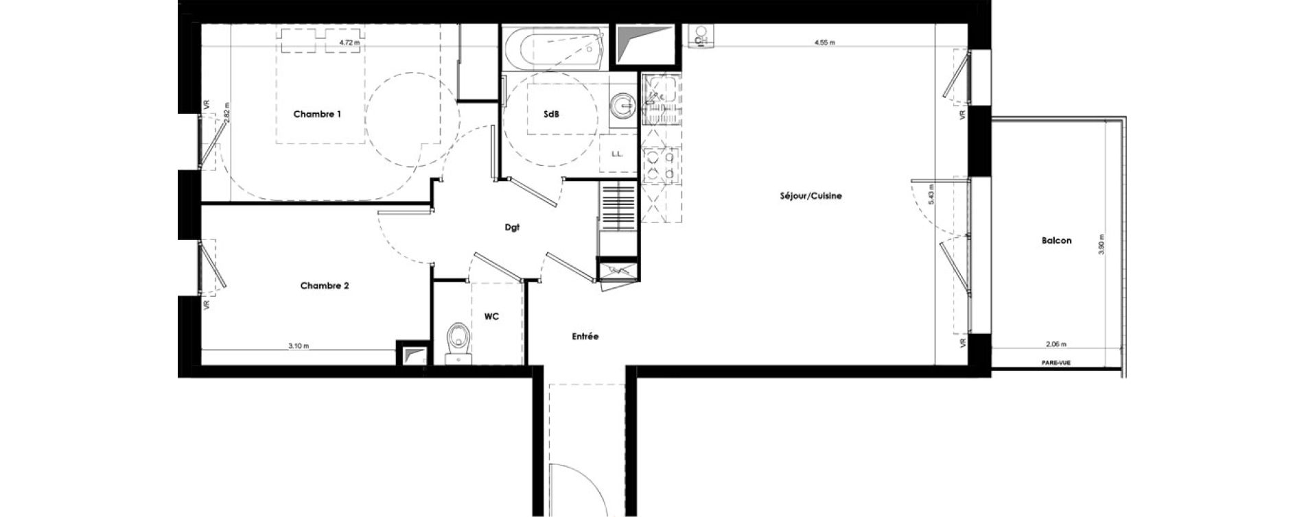Appartement T3 de 67,03 m2 &agrave; Beaune Gare colombi&egrave;re - colbert