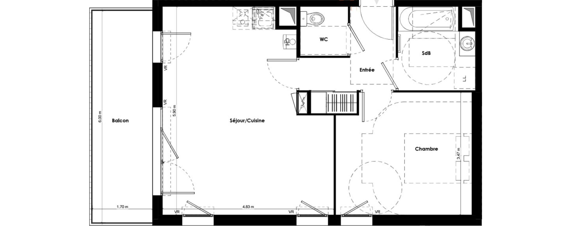 Appartement T2 de 49,80 m2 &agrave; Beaune Gare colombi&egrave;re - colbert