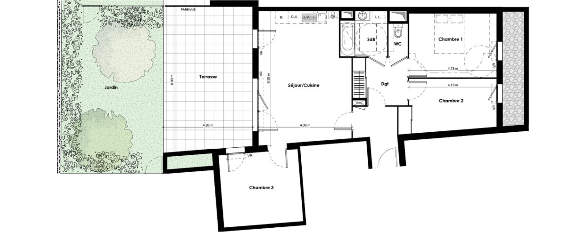 Appartement T4 de 78,46 m2 &agrave; Beaune Gare colombi&egrave;re - colbert