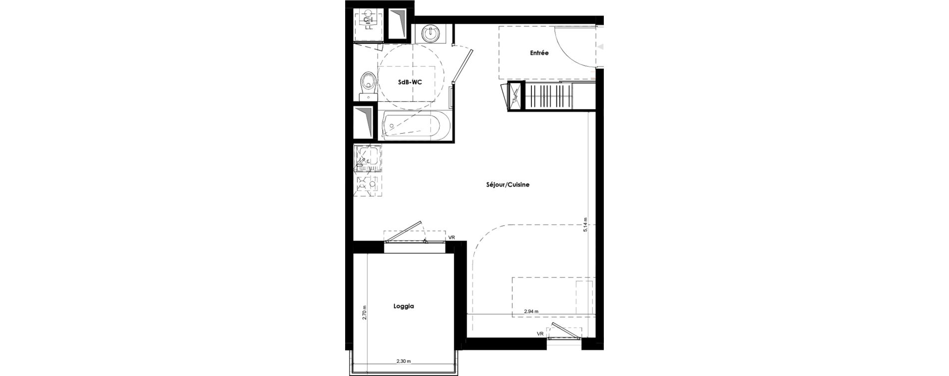 Appartement T1 de 32,56 m2 &agrave; Beaune Gare colombi&egrave;re - colbert