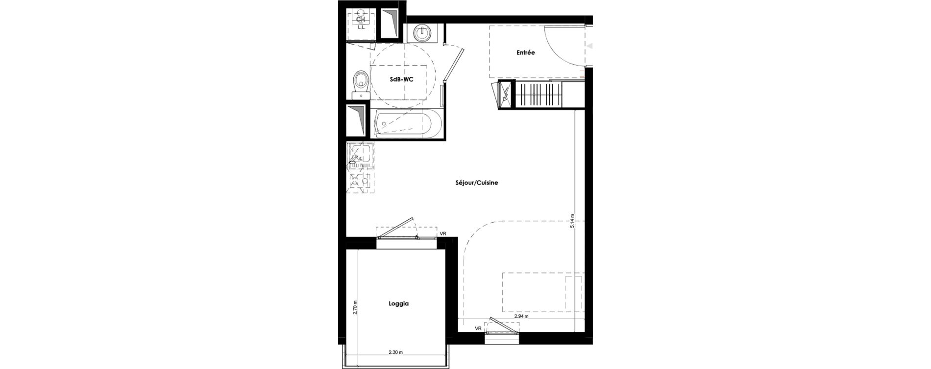 Appartement T1 de 32,56 m2 &agrave; Beaune Gare colombi&egrave;re - colbert