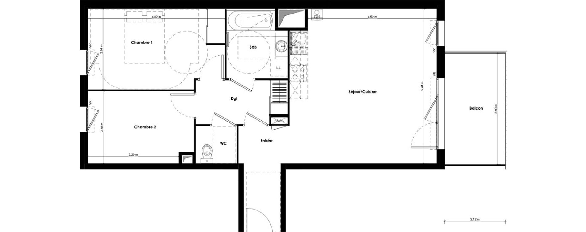 Appartement T3 de 67,48 m2 &agrave; Beaune Gare colombi&egrave;re - colbert