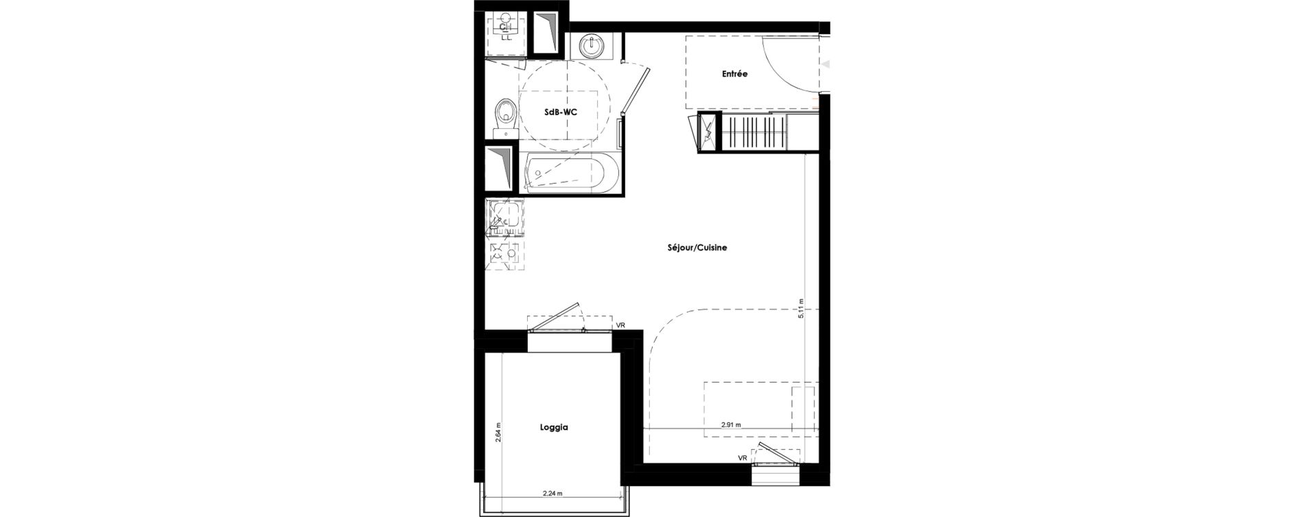 Appartement T1 de 32,33 m2 &agrave; Beaune Gare colombi&egrave;re - colbert