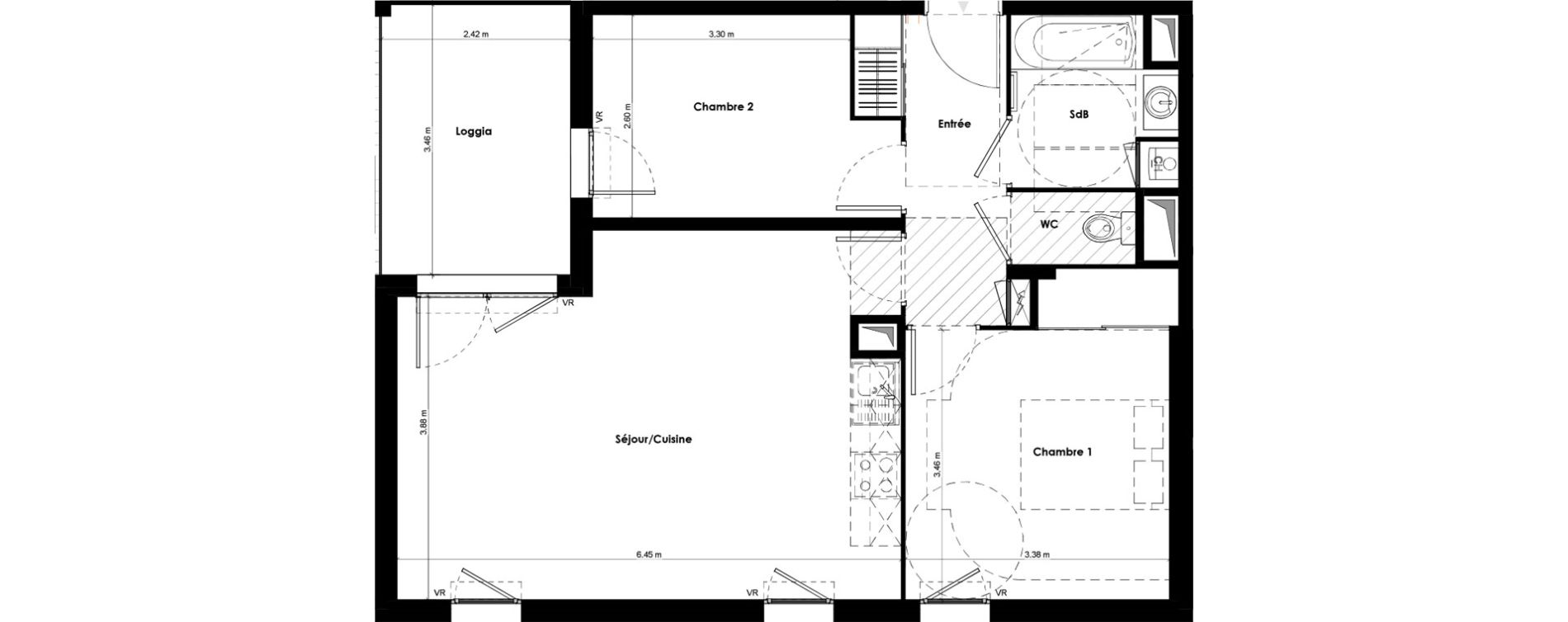 Appartement T3 de 62,43 m2 &agrave; Beaune Gare colombi&egrave;re - colbert