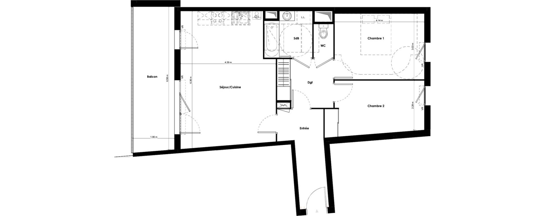 Appartement T3 de 67,89 m2 &agrave; Beaune Gare colombi&egrave;re - colbert