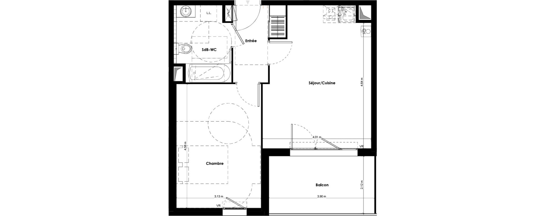 Appartement T2 de 43,71 m2 &agrave; Beaune Gare colombi&egrave;re - colbert