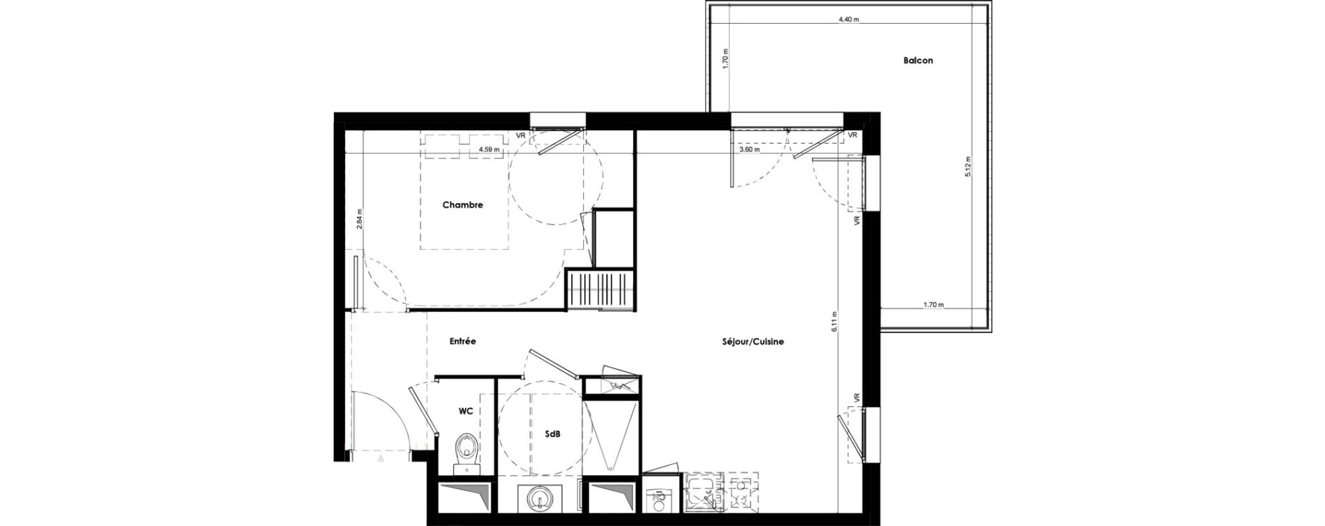 Appartement T2 de 46,54 m2 &agrave; Beaune Gare colombi&egrave;re - colbert