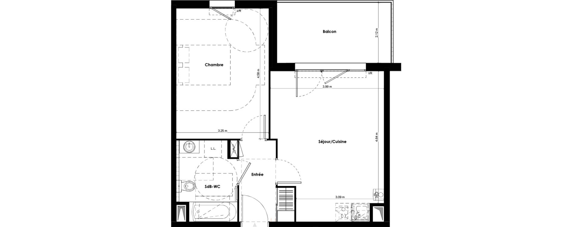 Appartement T2 de 44,23 m2 &agrave; Beaune Gare colombi&egrave;re - colbert