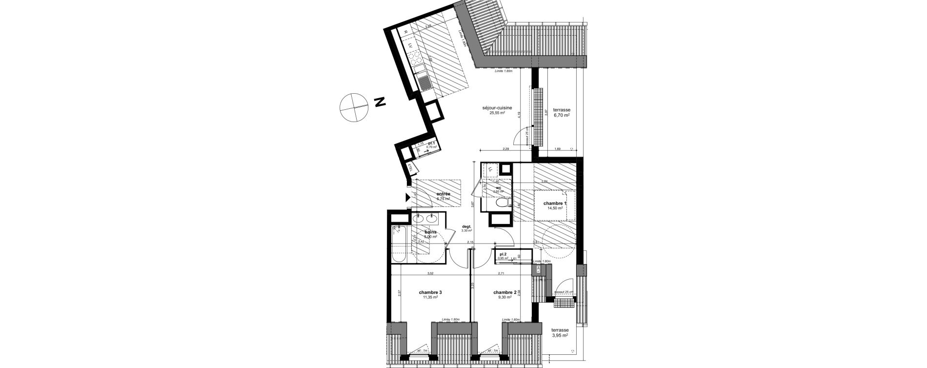 Appartement T4 de 80,00 m2 &agrave; Chen&ocirc;ve Centre