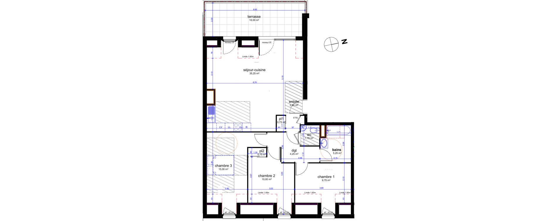 Appartement T4 de 85,25 m2 &agrave; Chen&ocirc;ve Centre
