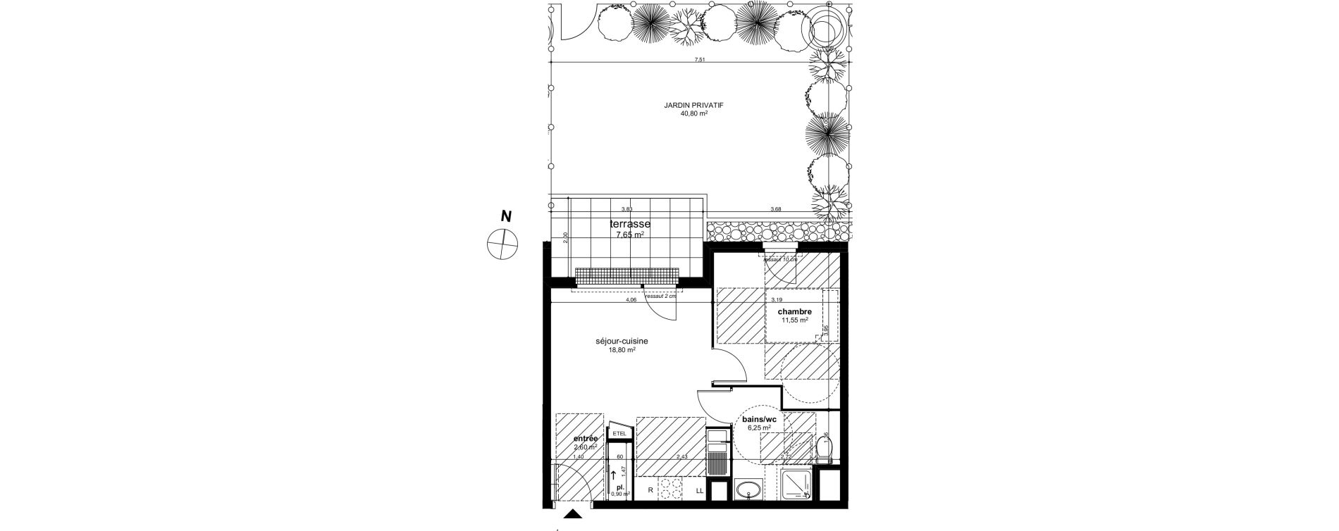 Appartement T2 de 40,10 m2 &agrave; Chen&ocirc;ve Centre