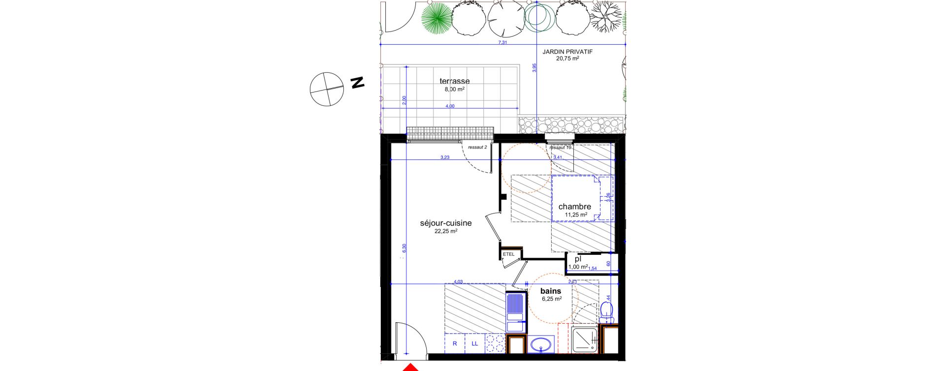 Appartement T2 de 40,75 m2 &agrave; Chen&ocirc;ve Centre