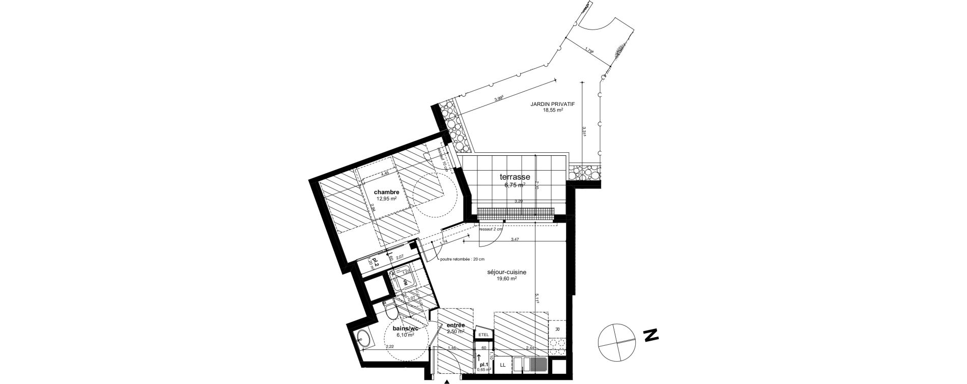 Appartement T2 de 43,00 m2 &agrave; Chen&ocirc;ve Centre