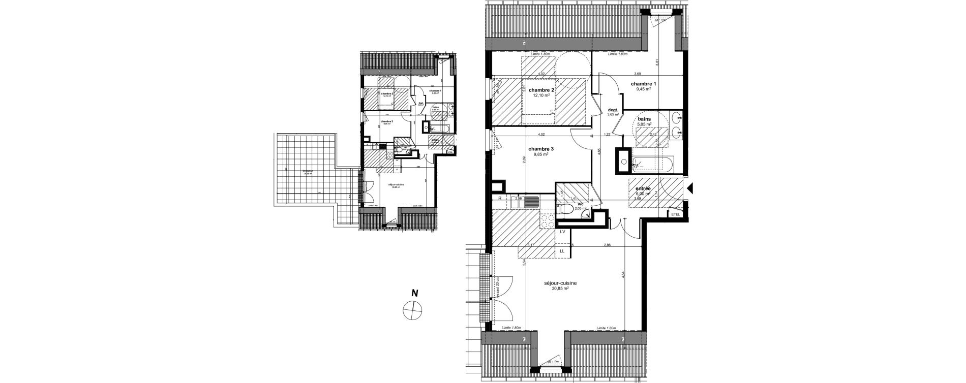 Appartement T4 de 79,80 m2 &agrave; Chen&ocirc;ve Centre