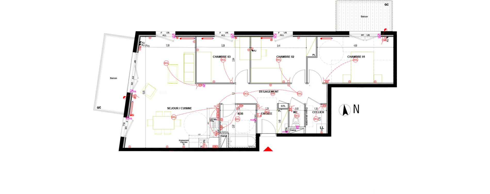 Appartement T4 de 83,50 m2 &agrave; Chen&ocirc;ve Centre