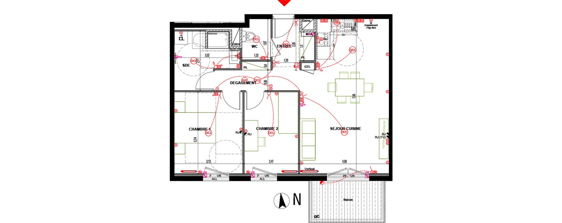 Appartement T3 de 63,50 m2 &agrave; Chen&ocirc;ve Centre