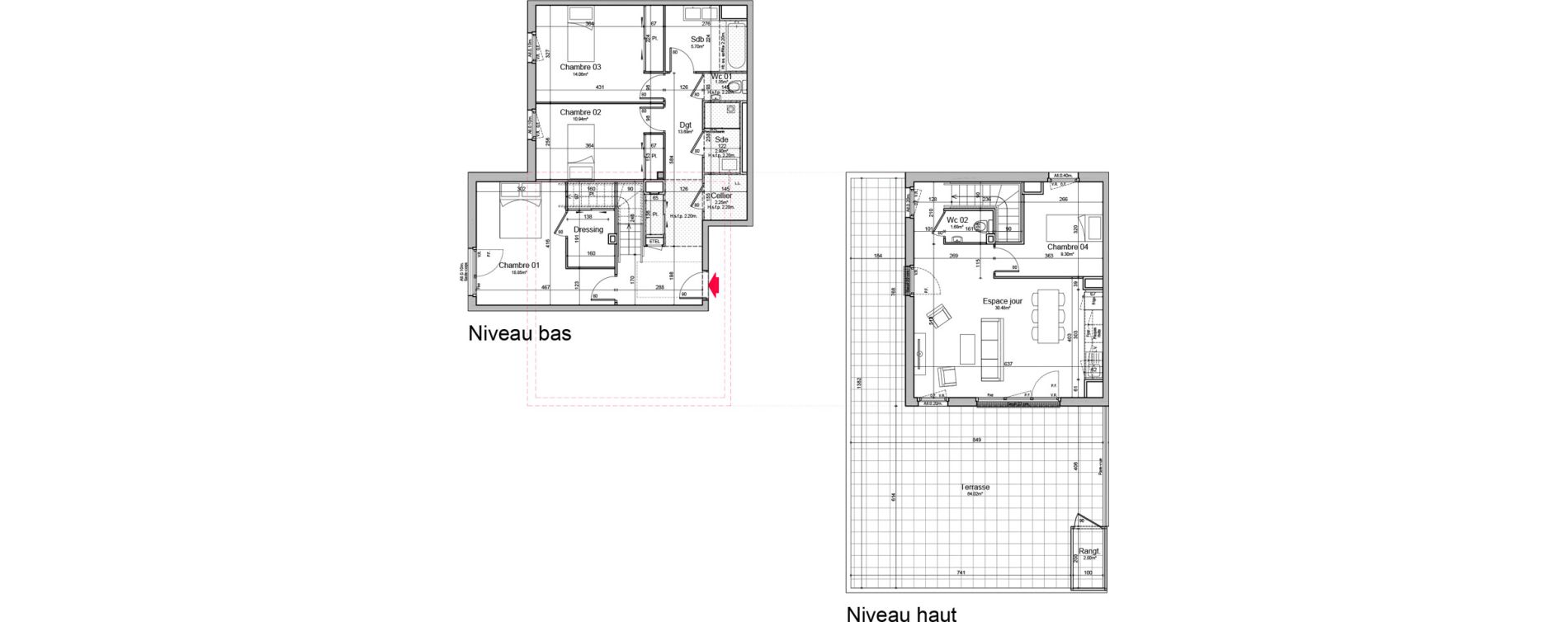Duplex T5 de 111,20 m2 &agrave; Chen&ocirc;ve Centre