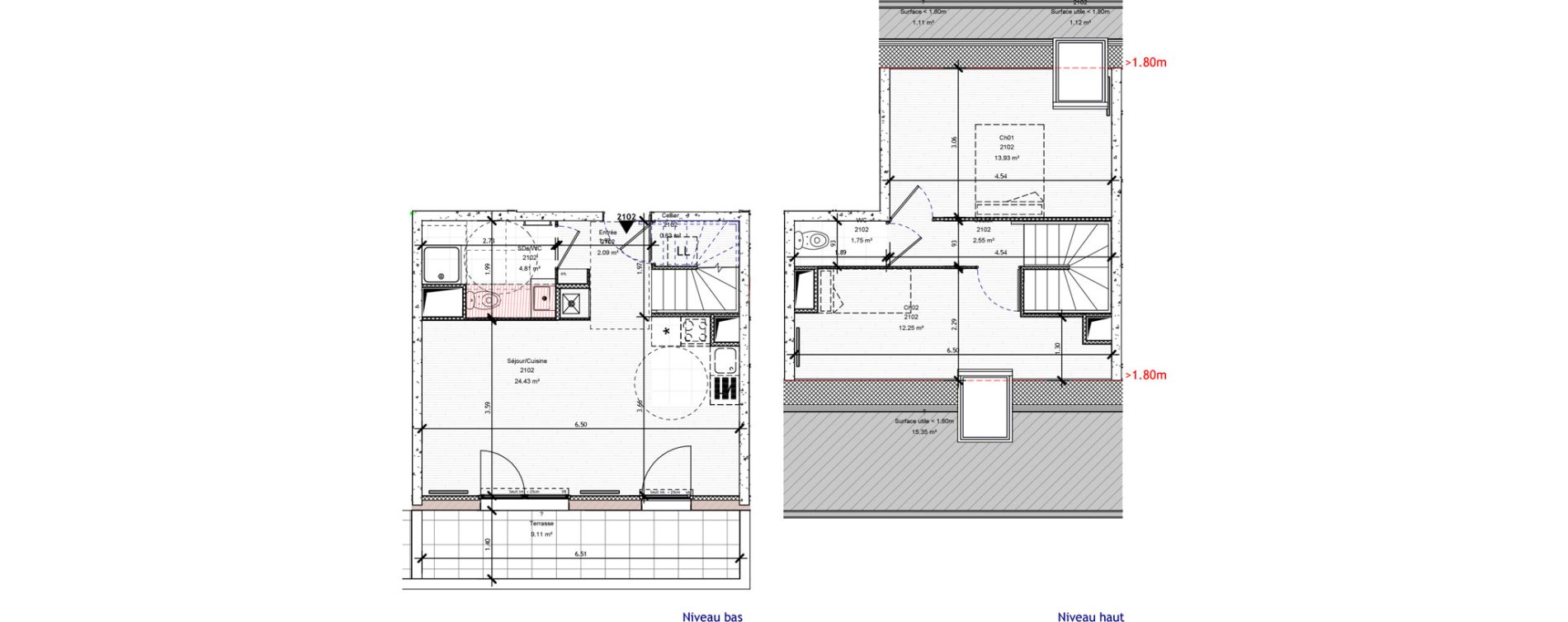 Duplex T3 de 62,64 m2 &agrave; Dijon Les perrieres dijon