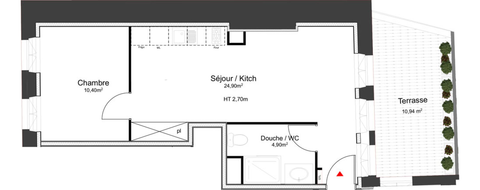 Appartement T2 de 40,20 m2 &agrave; Dijon Jean-jacques rousseau