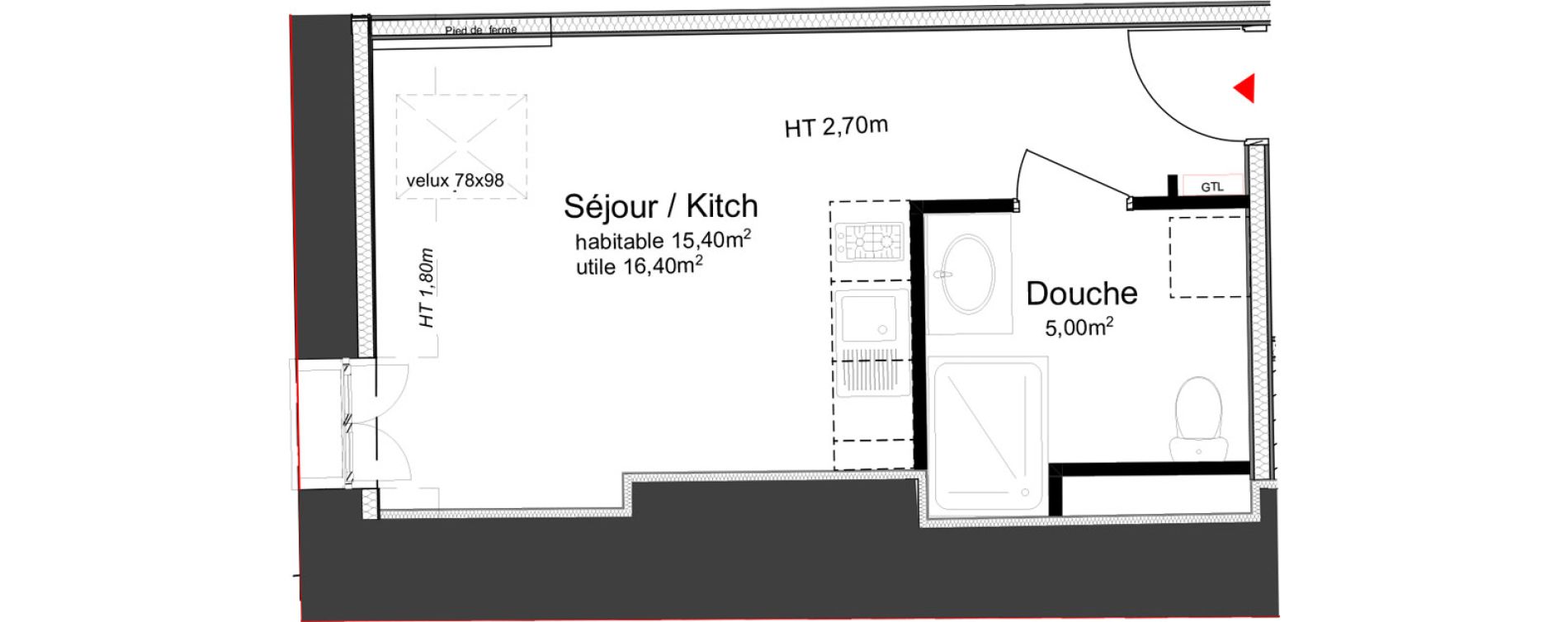 Appartement T1 de 20,40 m2 &agrave; Dijon Jean-jacques rousseau