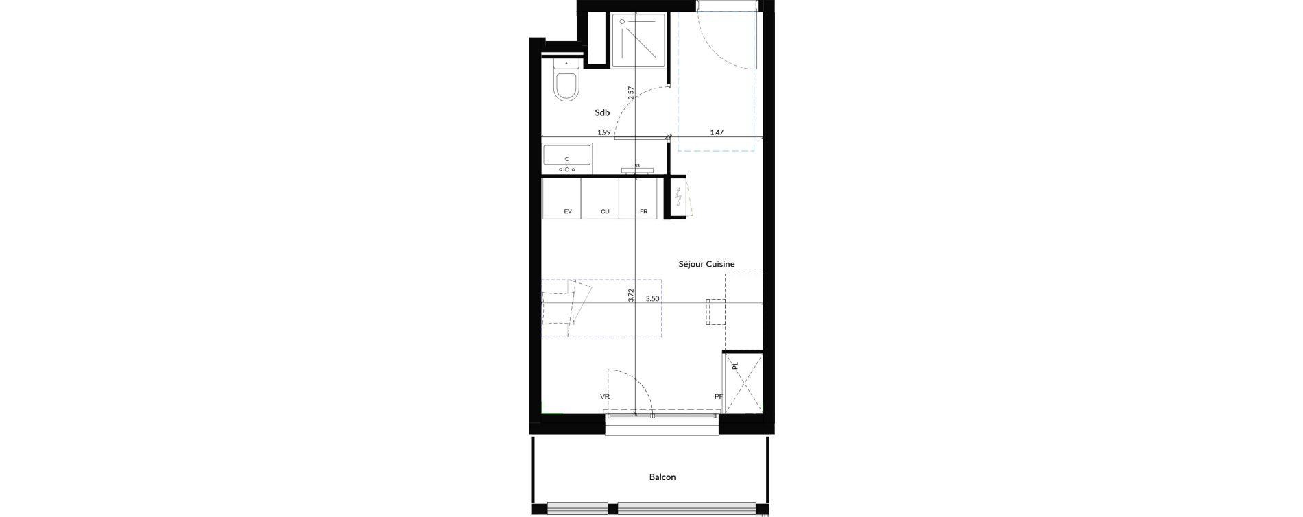 Studio de 20,90 m2 &agrave; Dijon Universit&eacute;