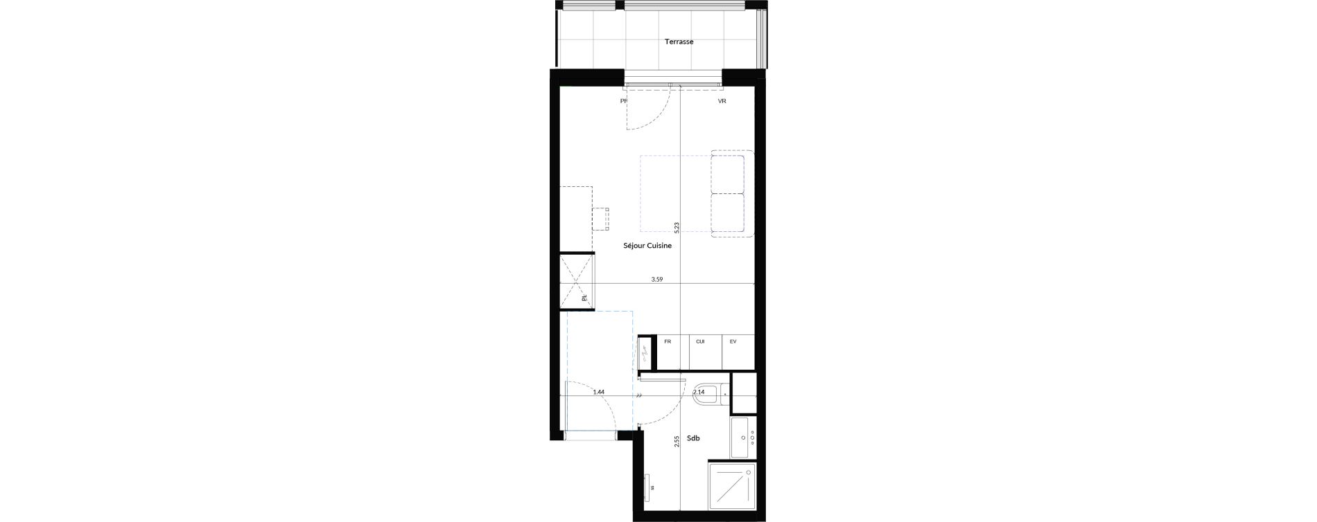 Studio de 25,00 m2 &agrave; Dijon Universit&eacute;