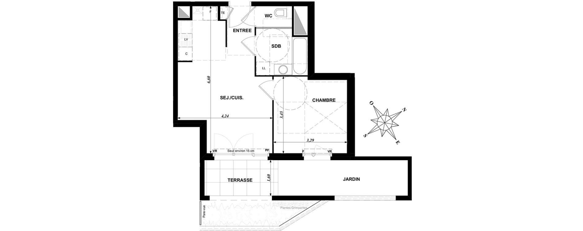 Appartement T2 de 40,04 m2 &agrave; Dijon Bourroches