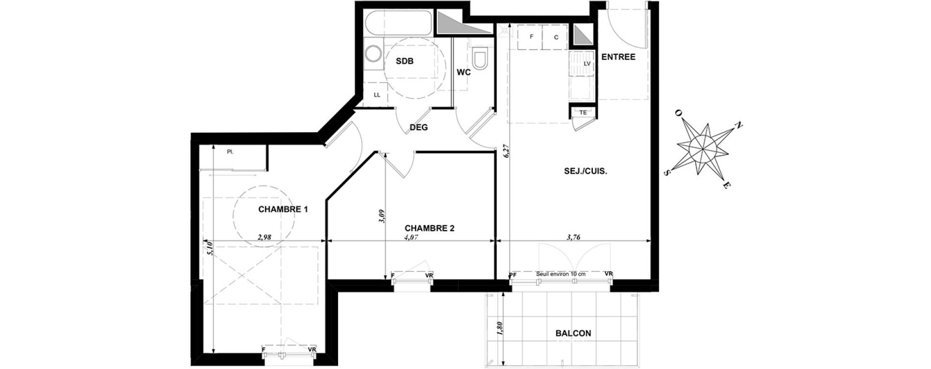 Appartement T3 de 62,09 m2 &agrave; Dijon Bourroches