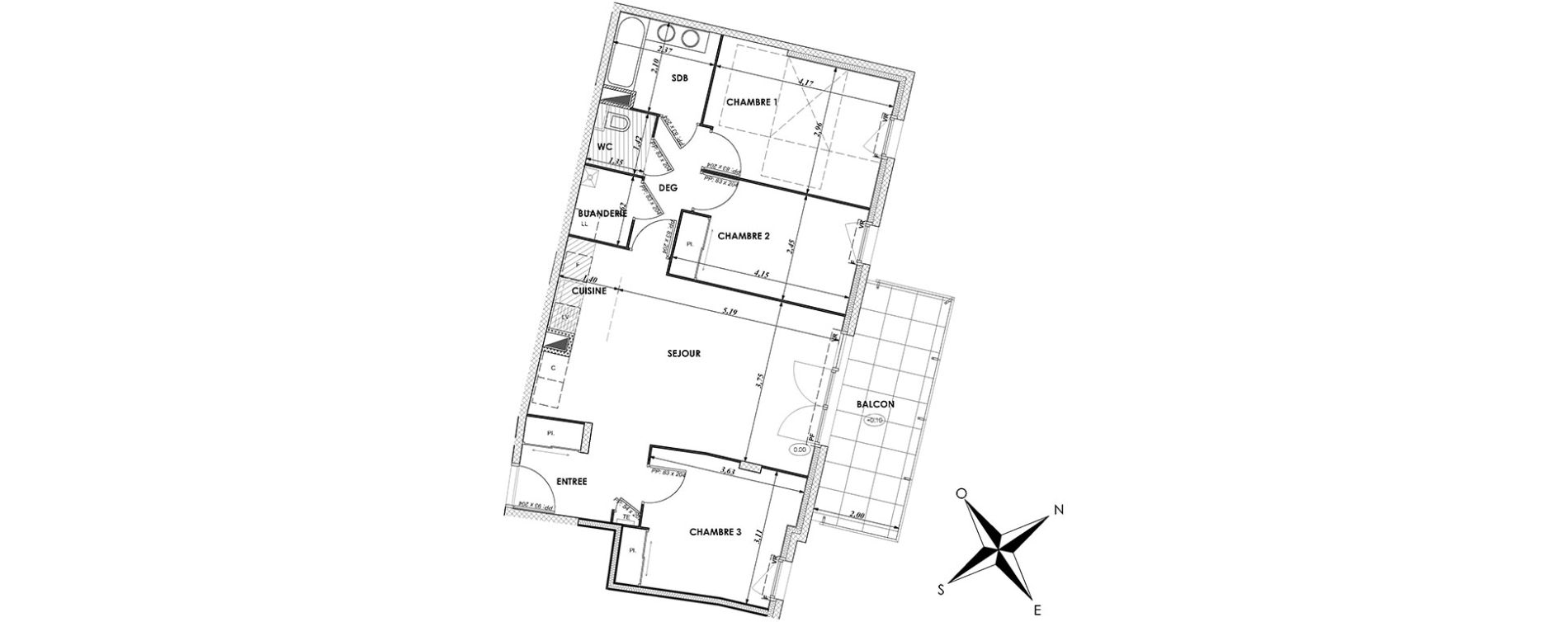 Appartement T4 de 76,71 m2 &agrave; Dijon Bourroches