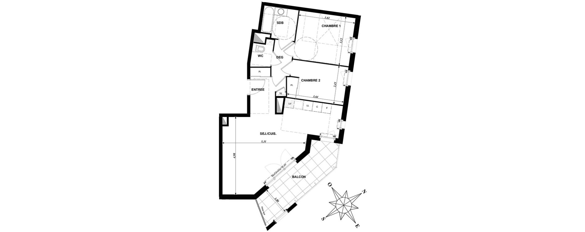 Appartement T3 de 63,04 m2 &agrave; Dijon Bourroches