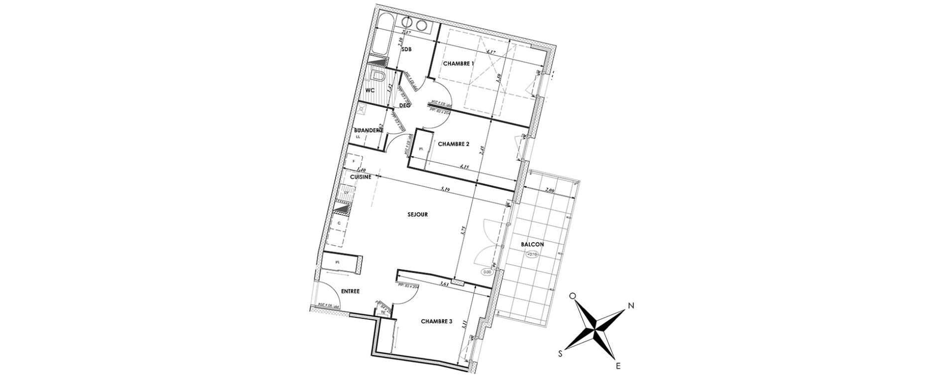Appartement T4 de 76,99 m2 &agrave; Dijon Bourroches