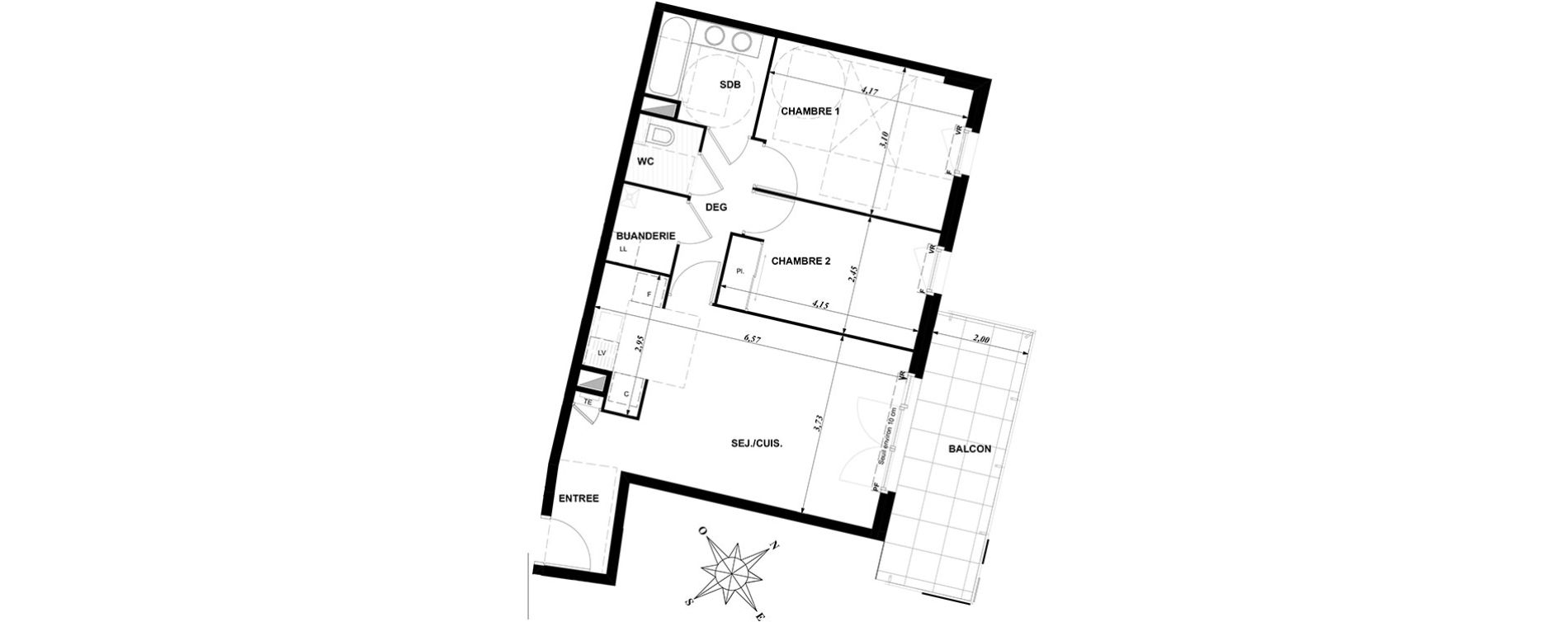Appartement T3 de 62,44 m2 &agrave; Dijon Bourroches