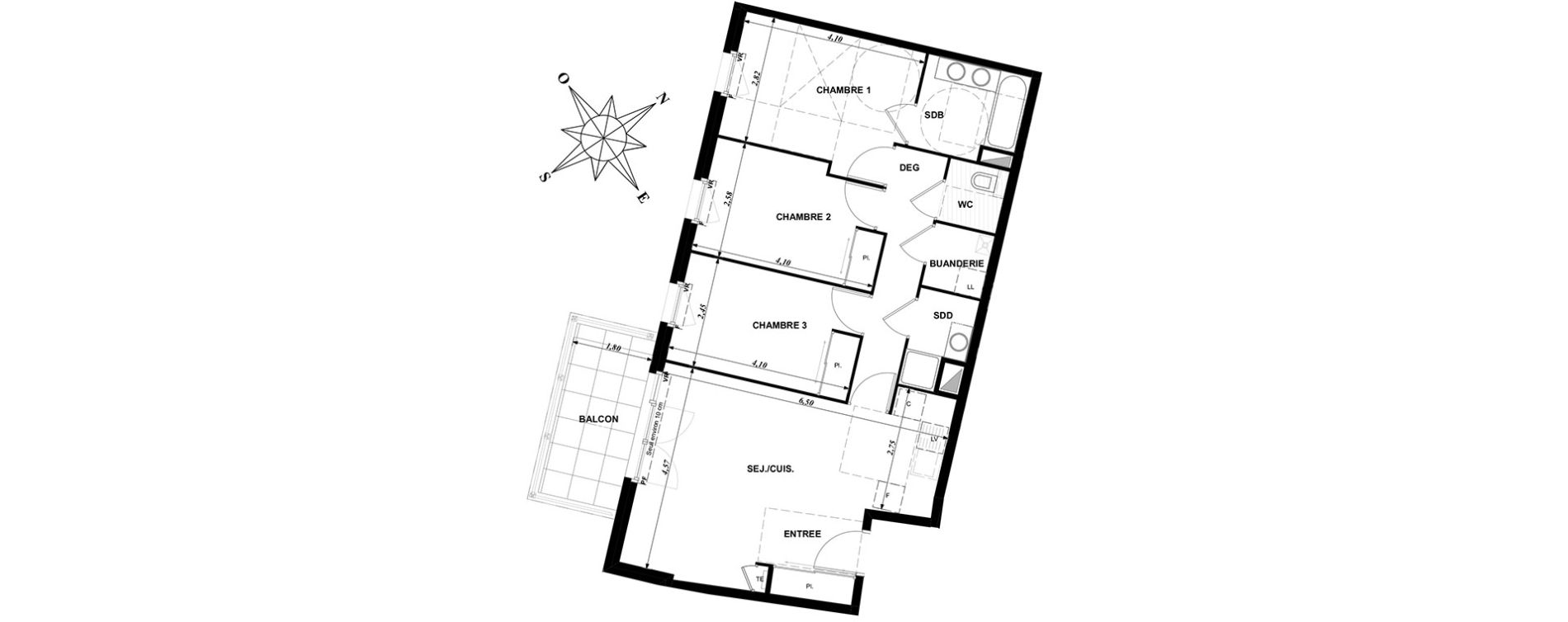 Appartement T4 de 75,53 m2 &agrave; Dijon Bourroches