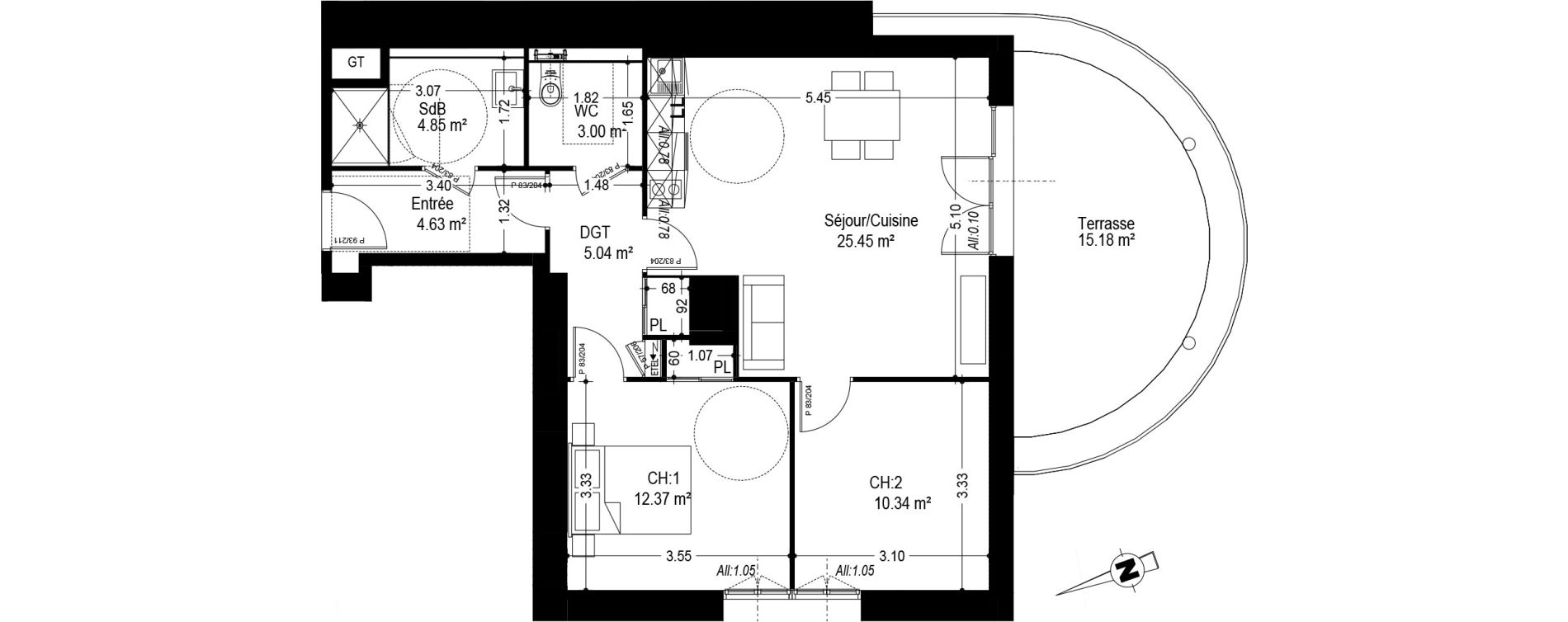 Appartement T3 de 65,68 m2 &agrave; Dijon Dijon centre ville