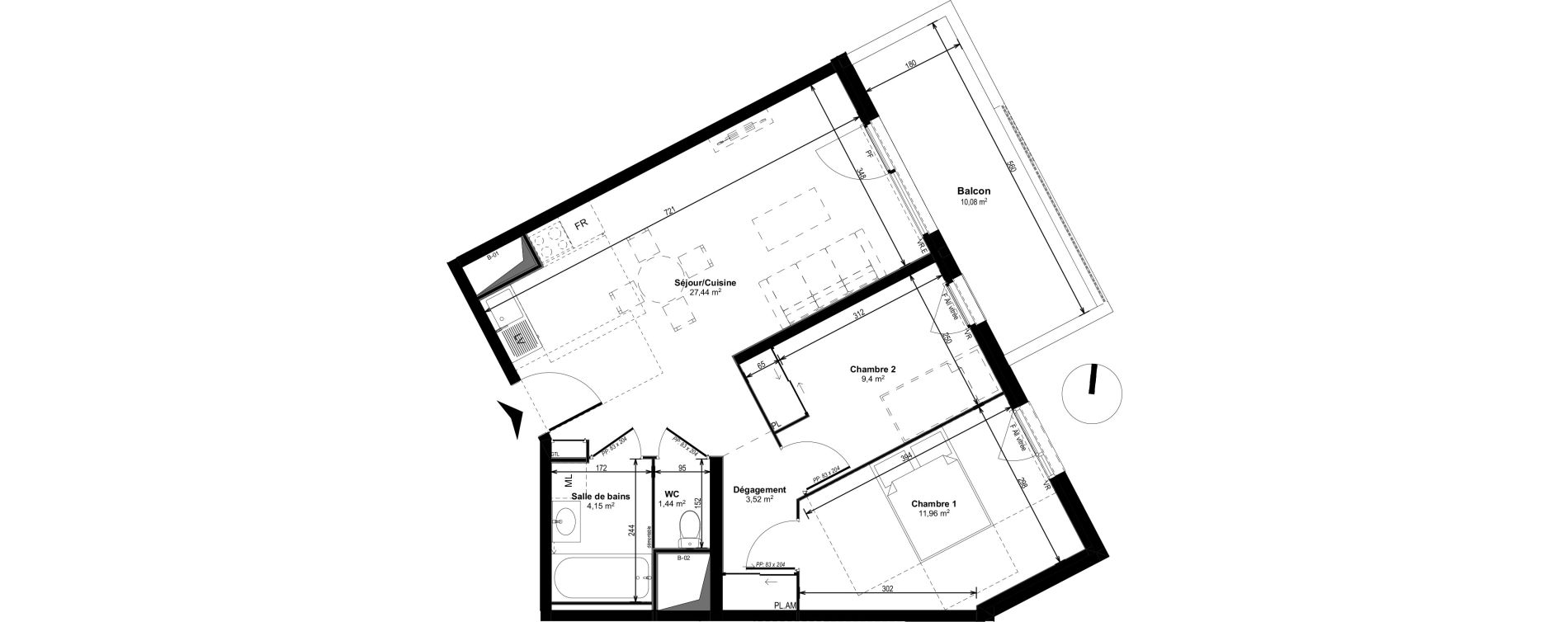 Appartement T3 de 57,91 m2 &agrave; Dijon Castel