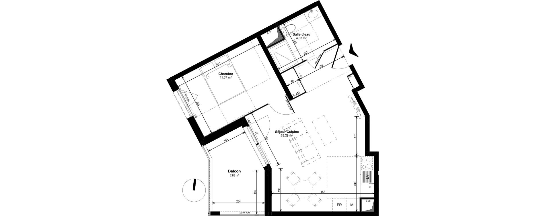 Appartement T2 de 44,78 m2 &agrave; Dijon Castel