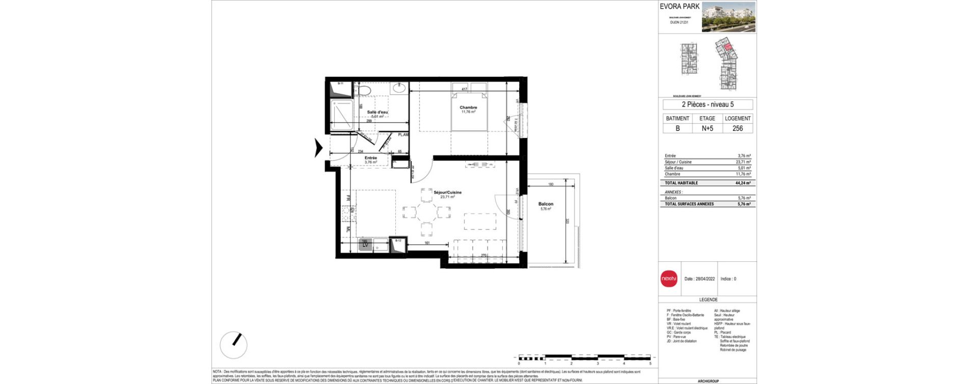 Appartement T2 de 44,24 m2 &agrave; Dijon Castel