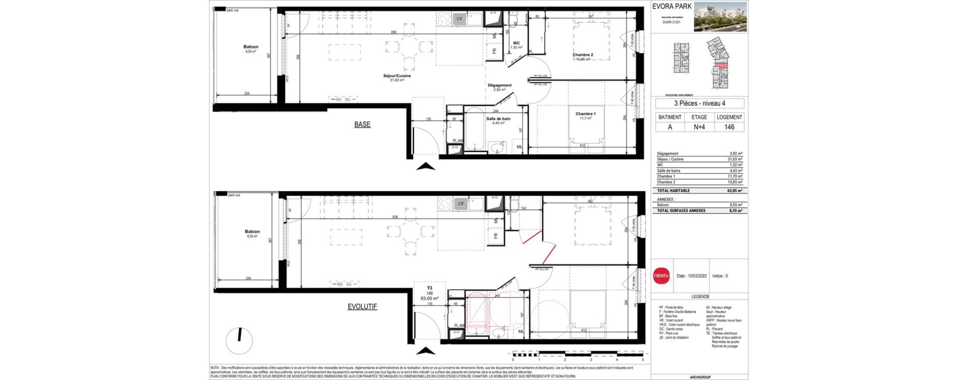 Appartement T3 de 63,05 m2 &agrave; Dijon Castel