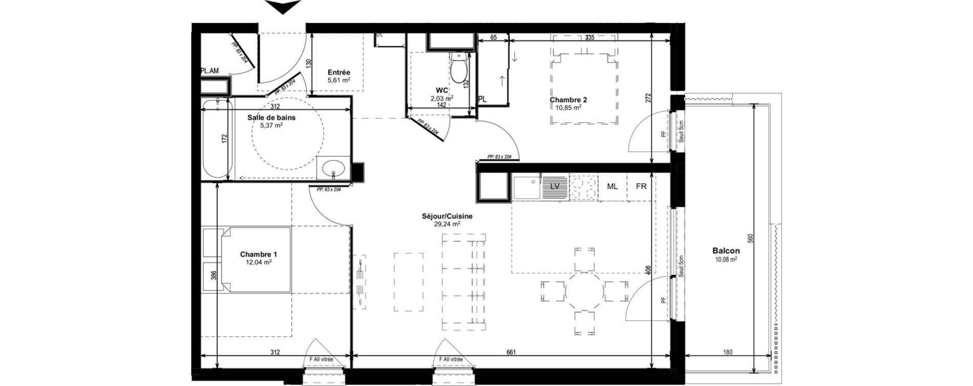 Appartement T3 de 65,14 m2 &agrave; Dijon Castel