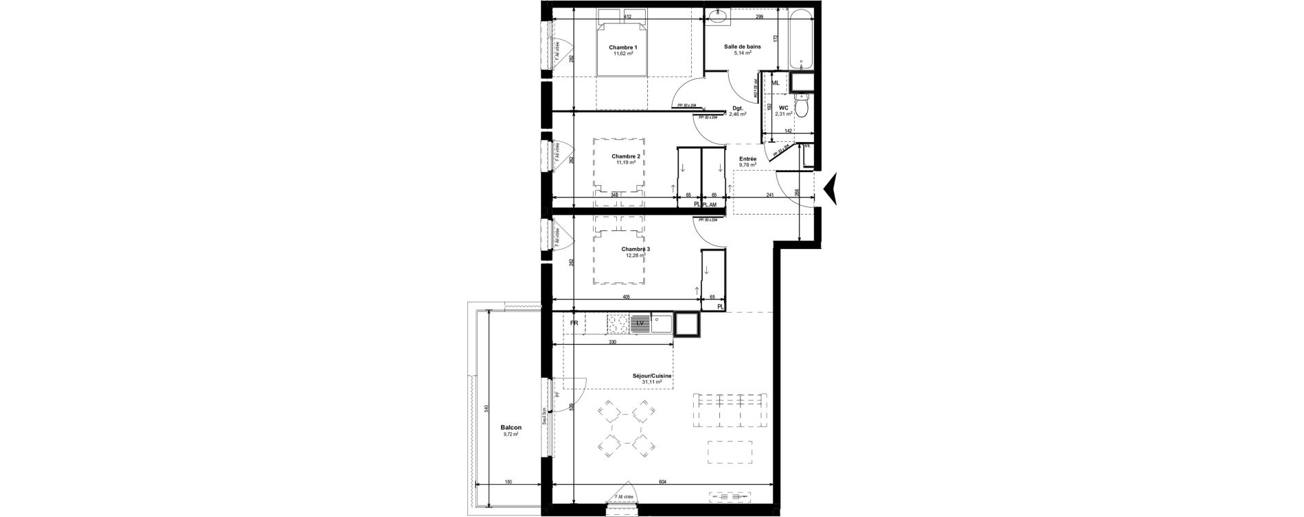 Appartement T4 de 85,89 m2 &agrave; Dijon Castel