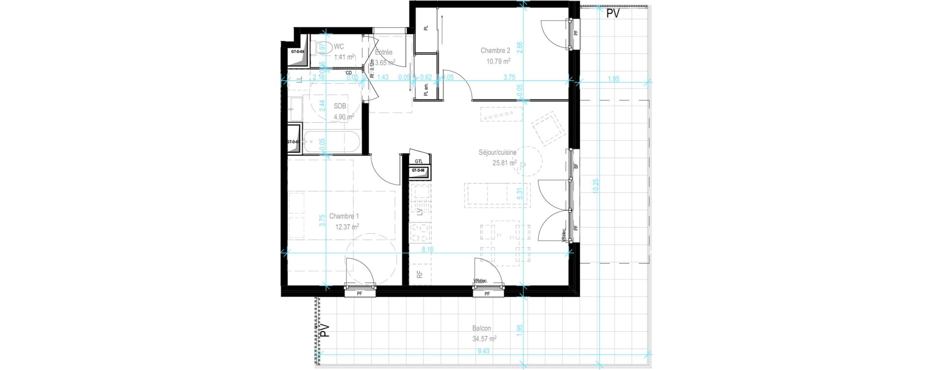 Appartement T3 de 58,93 m2 &agrave; Dijon Castel