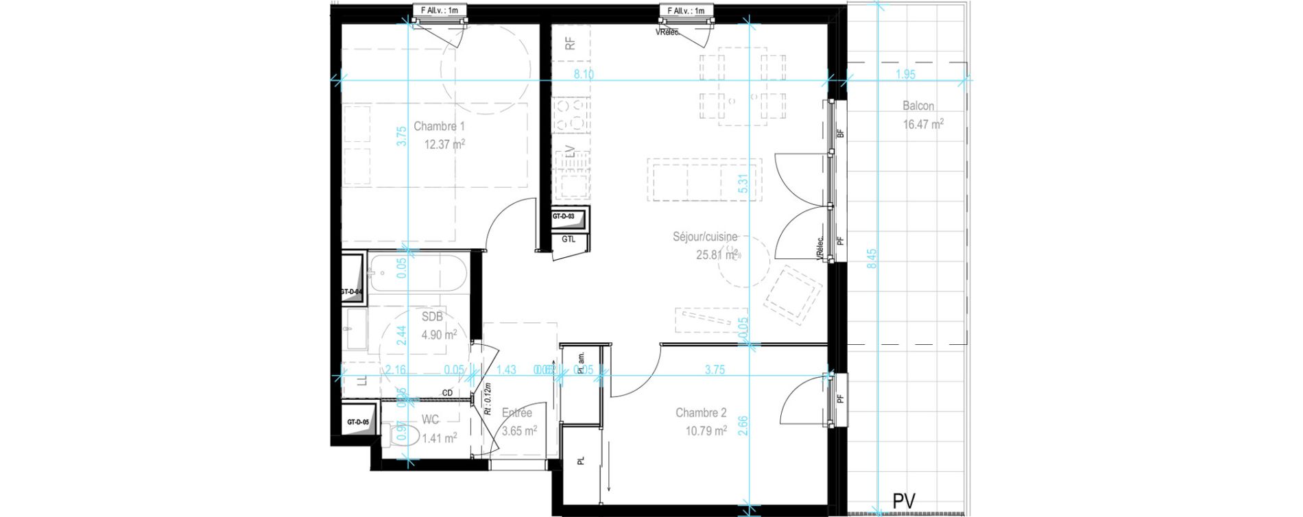 Appartement T3 de 58,93 m2 &agrave; Dijon Castel