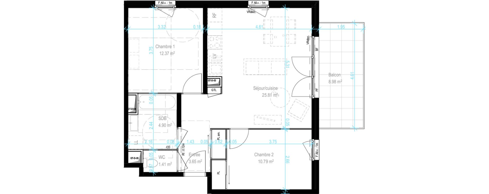 Appartement T3 de 58,93 m2 &agrave; Dijon Castel