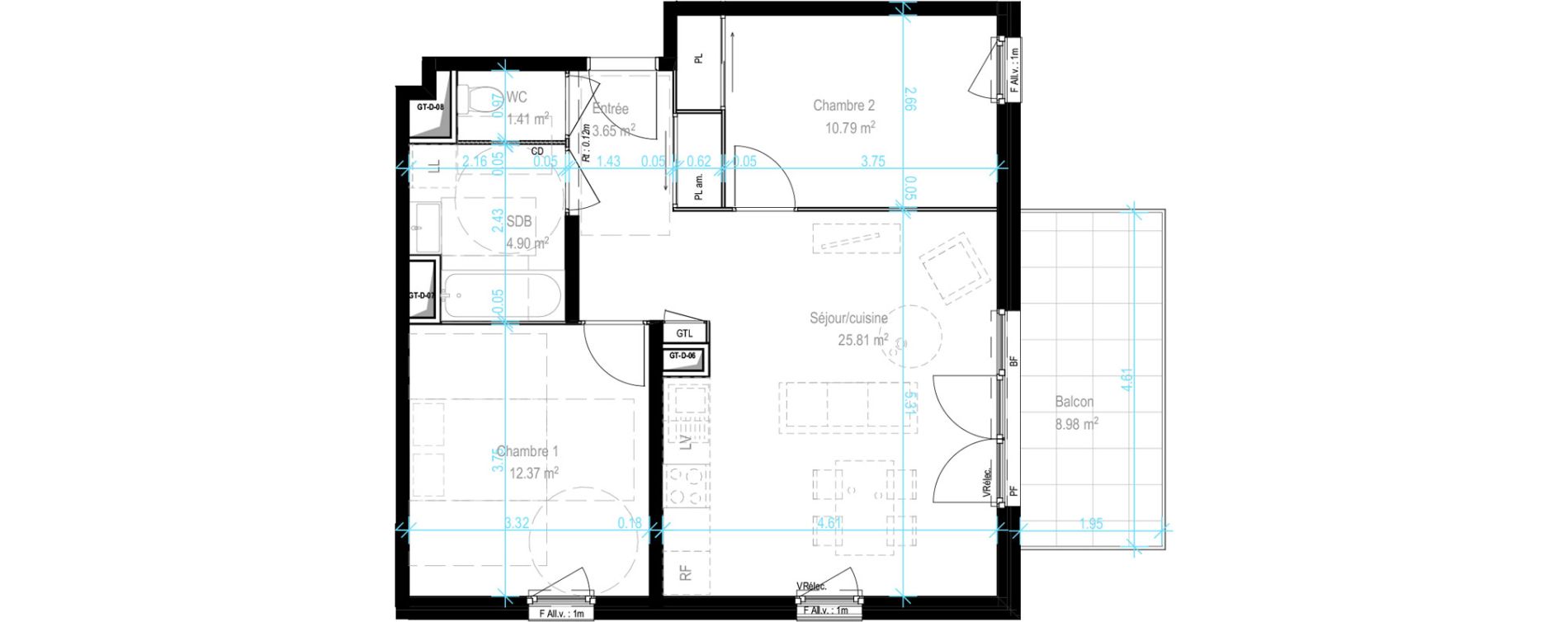 Appartement T3 de 58,93 m2 &agrave; Dijon Castel